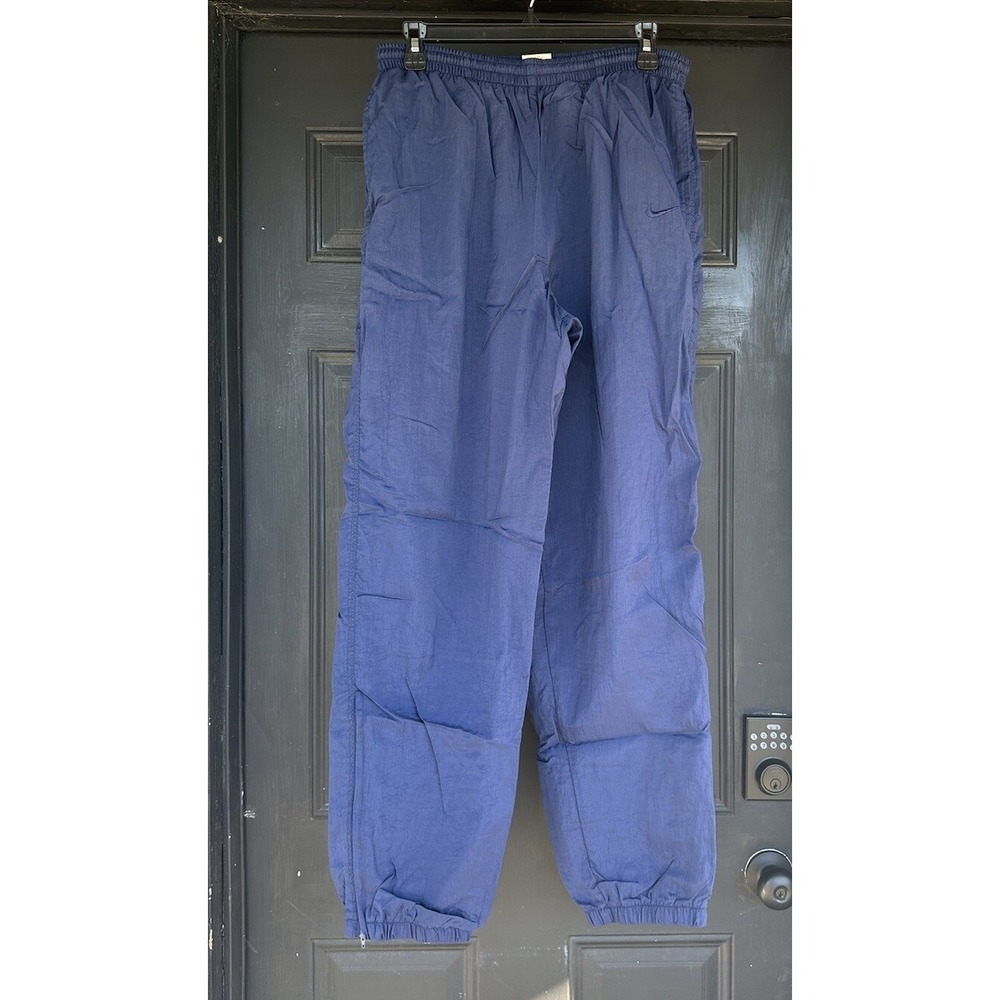 Vintage Nike Track Pants Mens L Navy Lined Joggers Tapered‎ Nylon Windbreaker